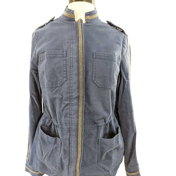 Boden Women Blue Long Sleeve Cotton Blend Military Jacket Size 6 - Picture 12 of 15